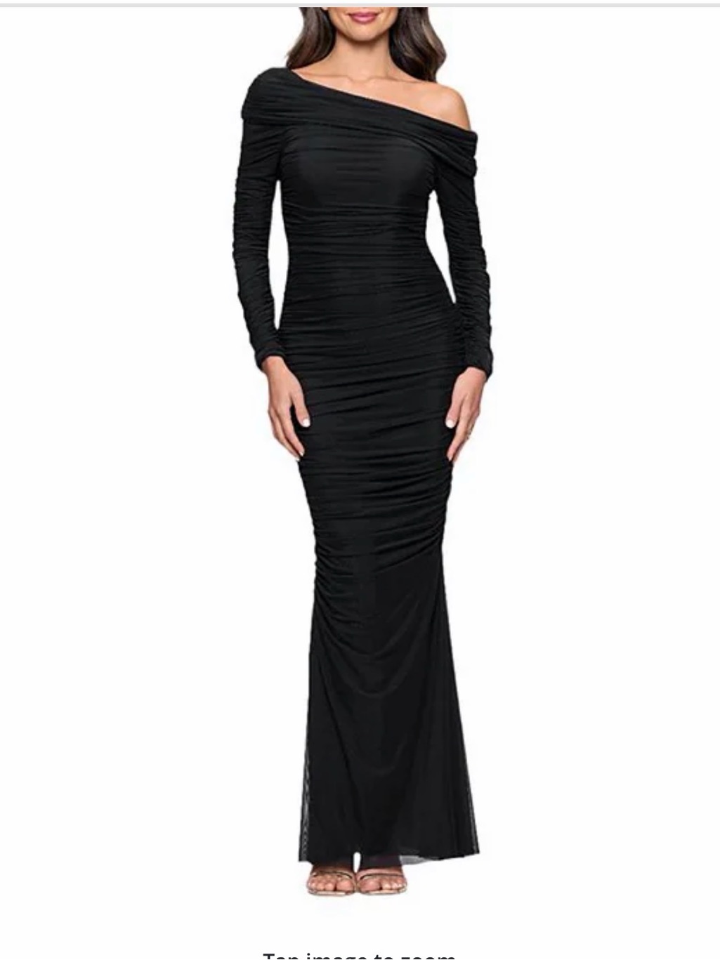 Betsy And Adam One Shoulder Long Sleeve Mesh Gown Brand New With Tags